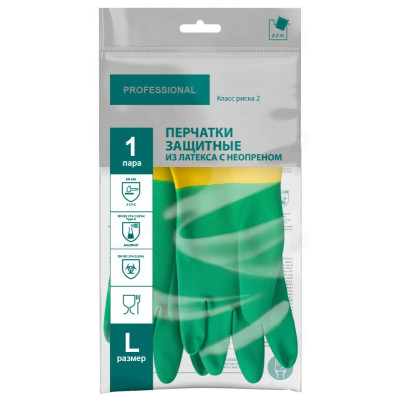 Перчатки КЩС ADM Professional (L) 122KHS зел/желт