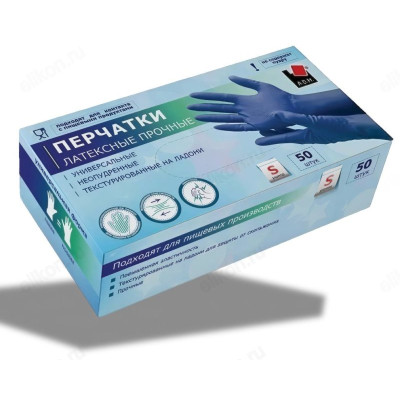 Перчатки латексные HR001G прочные (S) ADM