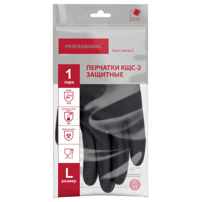 Перчатки латексные КЩС ADM Professional (L) KCS2-21 черный