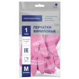 Перчатки виниловые хозяйственные V7603PI L ТР ТС розовый ADM/72