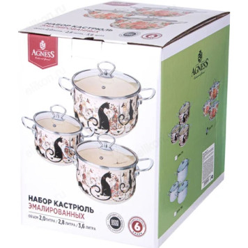 Набор кастрюль эмаль Agness Вивьен 934-716 6пр-3