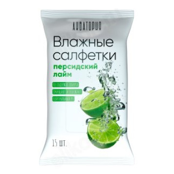Салфетки влажные Акватория 15шт Лайм