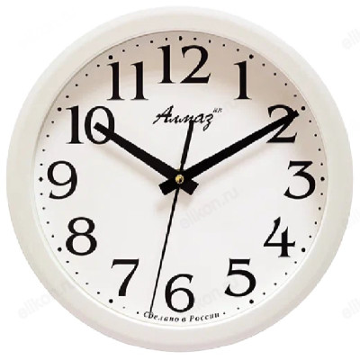 Часы настенные Алмаз  Е02, пластик, белые