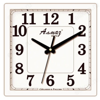 Часы настенные Алмаз К02, пластик, белые