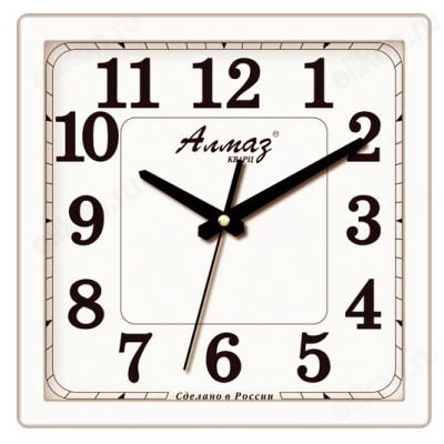 Часы настенные Алмаз К02, пластик, белые