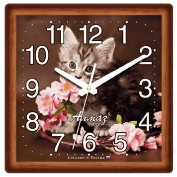 Часы настенные Алмаз  М25, пластик, коричневые