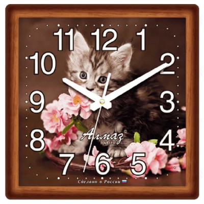 Часы настенные Алмаз  М25, пластик, коричневые