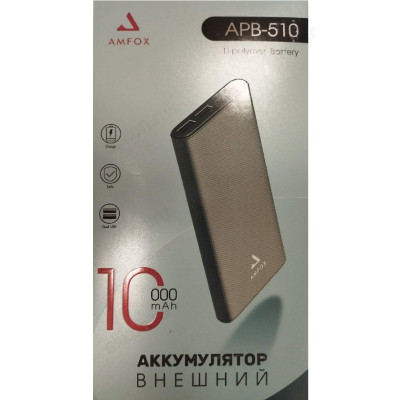 Power Bank 10000 Amfox, 10 000 мАч, черный
