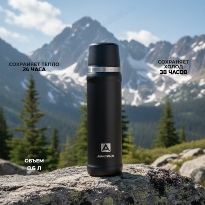 Термос металл ARCTICA 111-600-BKT 600мл черный