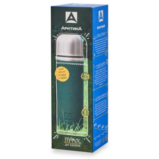 Термос питьевой 1.0л (в кожаной оплетке) зеленый АРКТИКА 108-1000-GNзел-2