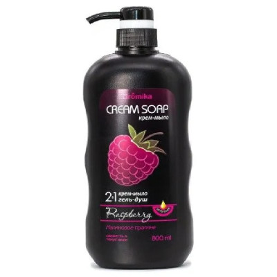 Жидкое крем-мыло для душа Aromika 2в1 Малиновое пралине, 800 мл