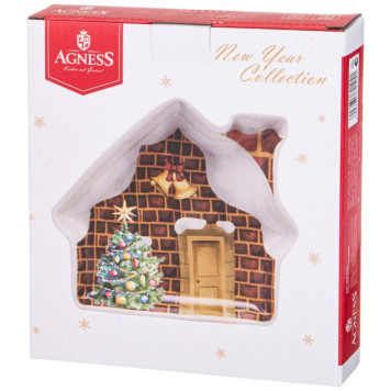 Тарелка Agness 'С Новым годом!' домик 23.5х19х2.5см ARTI-M 358-2104-1