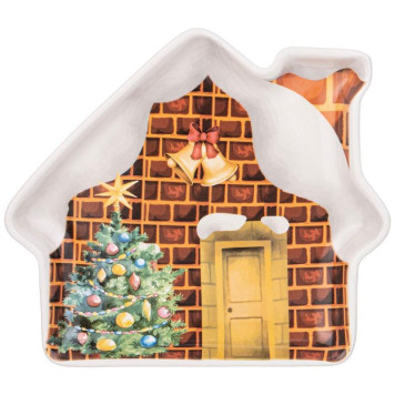 Тарелка Agness 'С Новым годом!' домик 23.5х19х2.5см ARTI-M 358-2104