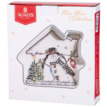 Тарелка Agness 'С Новым годом!' домик 23.5х19х2.5см ARTI-M 358-2106-1