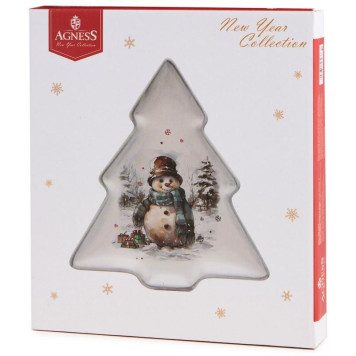 Тарелка в форме елки Agness 'С новым годом!' 23х20.2х2.2см ARTI-M 358-2323-3