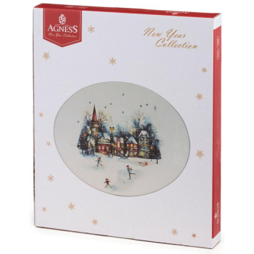 Блюдо овальное Agness 'С новым годом!' 31.5х25.5х3см ARTI-M 358-2340-3