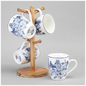 Набор кружек Lefard 'Novel' на дерев. подставке 4шт 380мл ARTI-M 577-217