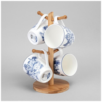 Набор кружек Lefard 'Novel' на дерев. подставке 4шт 380мл ARTI-M 577-217-2