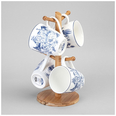 Набор кружек Lefard 'Novel' на дерев. подставке 4шт 380мл ARTI-M 577-217-3