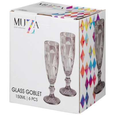 Набор бокалов для шампанского 'Ромбо' 6шт 150мл серия 'MUZA ION' дымчатый ARTI-M 691-020-1