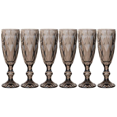 Набор бокалов для шампанского 'Ромбо' 6шт 150мл серия 'MUZA ION' дымчатый ARTI-M 691-020