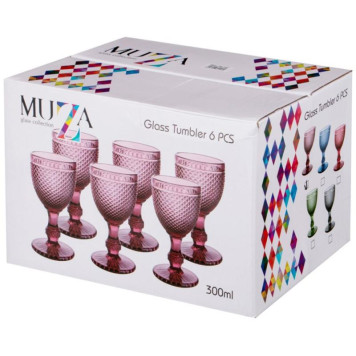 Набор бокалов для вина 'ГРАНАТ' 6шт 'Muza color' 300мл розовый ARTI-M 781-157-1