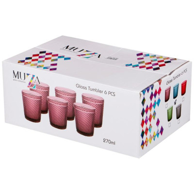 Набор стаканов 'ГРАНАТ' 6шт 'Muza color' 280мл розовый ARTI-M 781-162-1