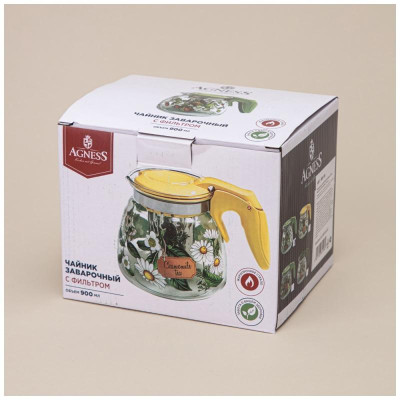 Чайник заварочный Agness с фильтром ' Земляника' 900мл ARTI-M 885-108-1