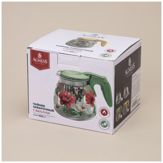 Чайник заварочный Agness с фильтром 'Маки' 900мл ARTI-M 885-109-1