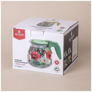 Чайник заварочный Agness с фильтром 'Васильки' 900мл ARTI-M 885-111-1