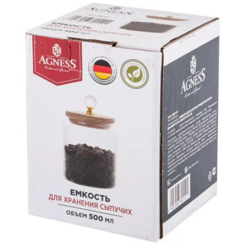 Емкость для сыпучих продуктов Agness 'Kristall' 500мл d9x19см ARTI-M 889-110-1