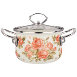 Кастрюля Agness 1.5л эмалированная со стекл. крышкой серия 'Корейская роза' ARTI-M 915-135
