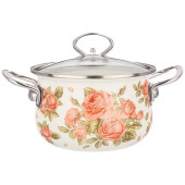 Кастрюля Agness 2.0л эмалированная со стекл. крышкой серия 'Корейская роза' ARTI-M 915-136 Кастрюля Agness 2.0л эмалированная со стекл. крышкой серия 'Корейская роза' ARTI-M 915-136