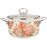 Кастрюля Agness 3.6л эмалированная со стекл. крышкой серия 'Корейская роза' ARTI-M 915-138