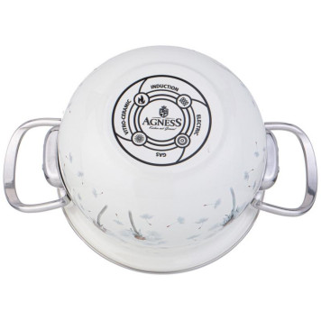 Кастрюля Agness эмалированная со стеклянной крышкой (1.5л, d16см) ARTI-M 943-055-3