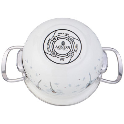 Кастрюля Agness эмалированная со стеклянной крышкой (1.5л, d16см) ARTI-M 943-055-3