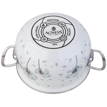 Кастрюля Agness эмалированная со стеклянной крышкой (3.8л, d22см) ARTI-M 943-058-3