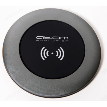 Зарядка беспроводная ATOM-W1102M, 10Вт, круг, пластик, Атом,серый-1