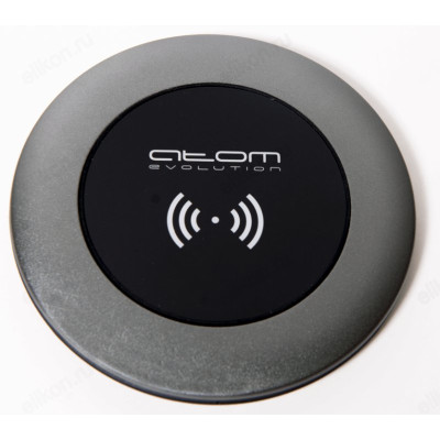 Зарядка беспроводная ATOM-W1102M, 10Вт, круг, пластик, Атом,серый-1