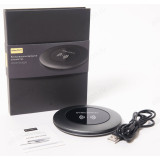 Зарядка беспроводная ATOM-W1102M, 10Вт, круг, пластик, Атом,серый