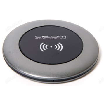 Зарядка беспроводная ATOM-W1102M, 10Вт, круг, пластик, Атом,серый-2