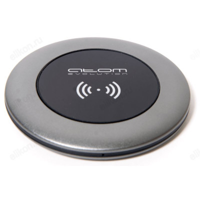 Зарядка беспроводная ATOM-W1102M, 10Вт, круг, пластик, Атом,серый-2