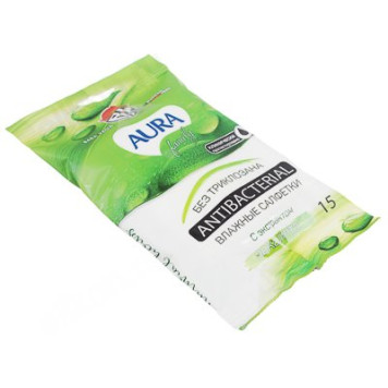 Салфетки влажные AURA brezo антибактериальные 15шт
