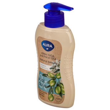 Крем для рук и тела Aura Natural beauty зеленый чай, масло оливы, авокадо 180 мл-1
