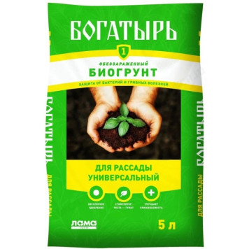Грунт Биогрунт Богатырь 5л д/рассады универсальный 310236