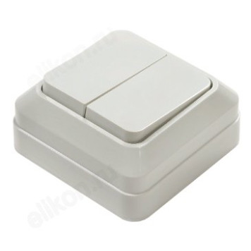 Выключатель двухклавишный BOLLETO белый накладной 7023 IN HOME