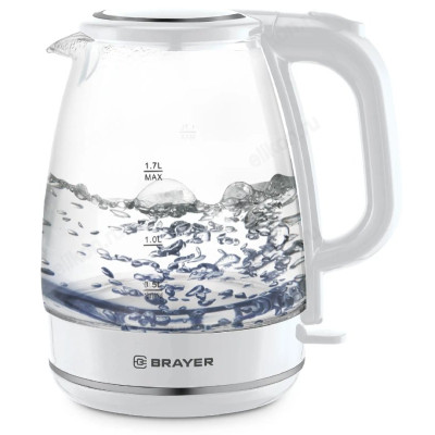 Чайник стеклянный BRAYER BR-1030WH белый 1,7л