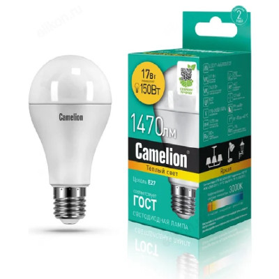Лампа светодиодная LED E27 A65 17W 830 Camelion