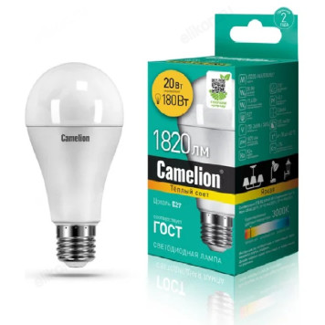 Лампа светодиодная LED E27 A65 20W 830 Camelion
