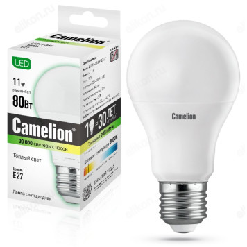 Лампа светодиодная LED E27 A60 11W 830 Camelion